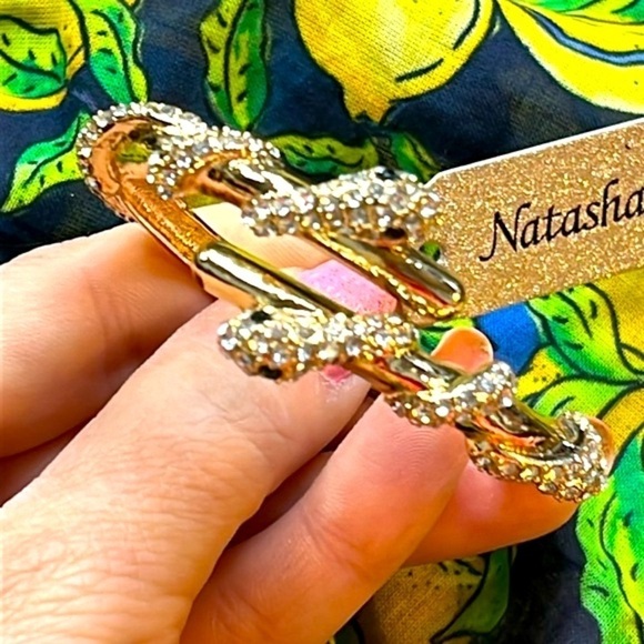 Brand New Natasha Gold Tone Rhinestone Snake Wrap Hinge Bracelet Cuff Bangle - Picture 6 of 16